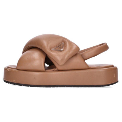 Prada Triangle Logo Padded Nappa Leather Sandals