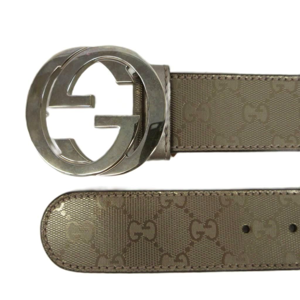 Gucci Interlocking Buckle Belt GG Supreme All Pattern Silver Gray — view 3