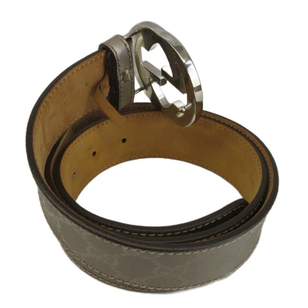 Gucci Interlocking Buckle Belt GG Supreme All Pattern Silver Gray — view 2