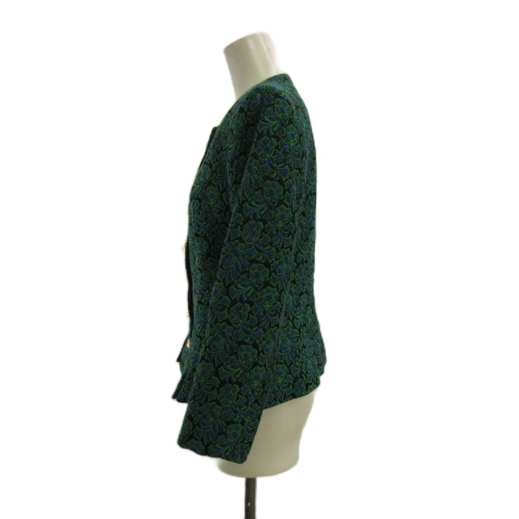 Saint Laurent Rive Gauche Collarless Jacket Wool Jacquard Weave All Pattern — view 2