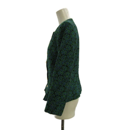 Saint Laurent Rive Gauche Collarless Jacket Wool Jacquard Weave All Pattern — view 2