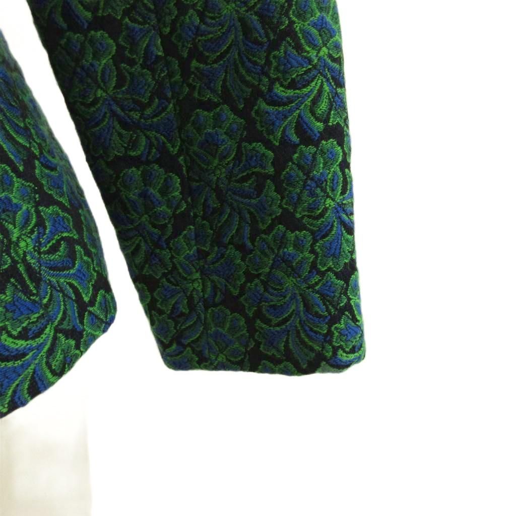 Saint Laurent Rive Gauche Collarless Jacket Wool Jacquard Weave All Pattern — view 6