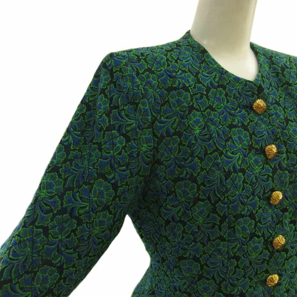 Saint Laurent Rive Gauche Collarless Jacket Wool Jacquard Weave All Pattern — view 5