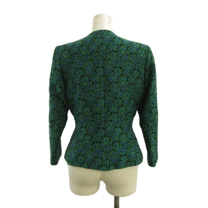 Saint Laurent Rive Gauche Collarless Jacket Wool Jacquard Weave All Pattern — view 3