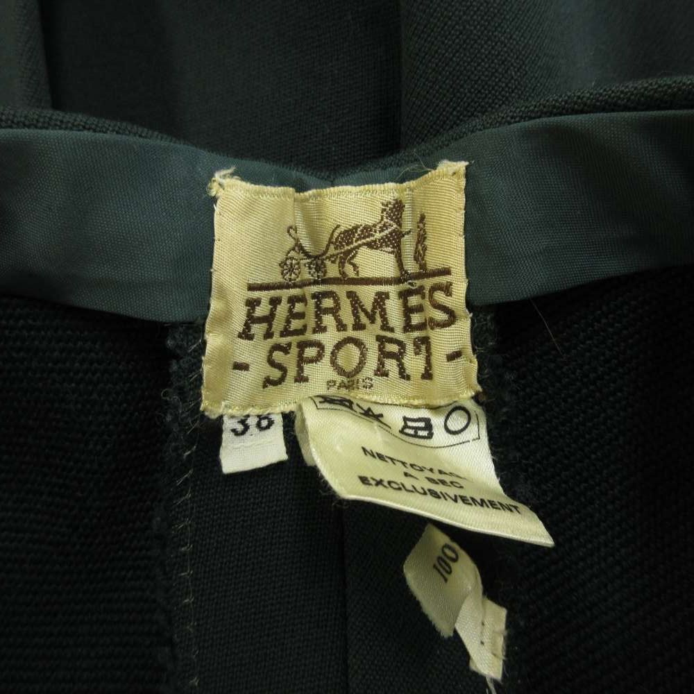 Hermes Sport Vintage Pants Trousers Wool Straight Pleated 38 M Green — view 3