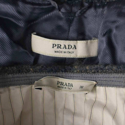 Prada Set Wool Jacket 38 Skirt 36 Blue Gray Tweed Long Sleeve AP — view 8
