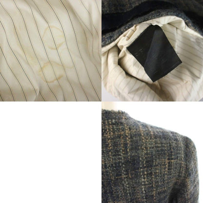 Prada Set Wool Jacket 38 Skirt 36 Blue Gray Tweed Long Sleeve AP — view 9