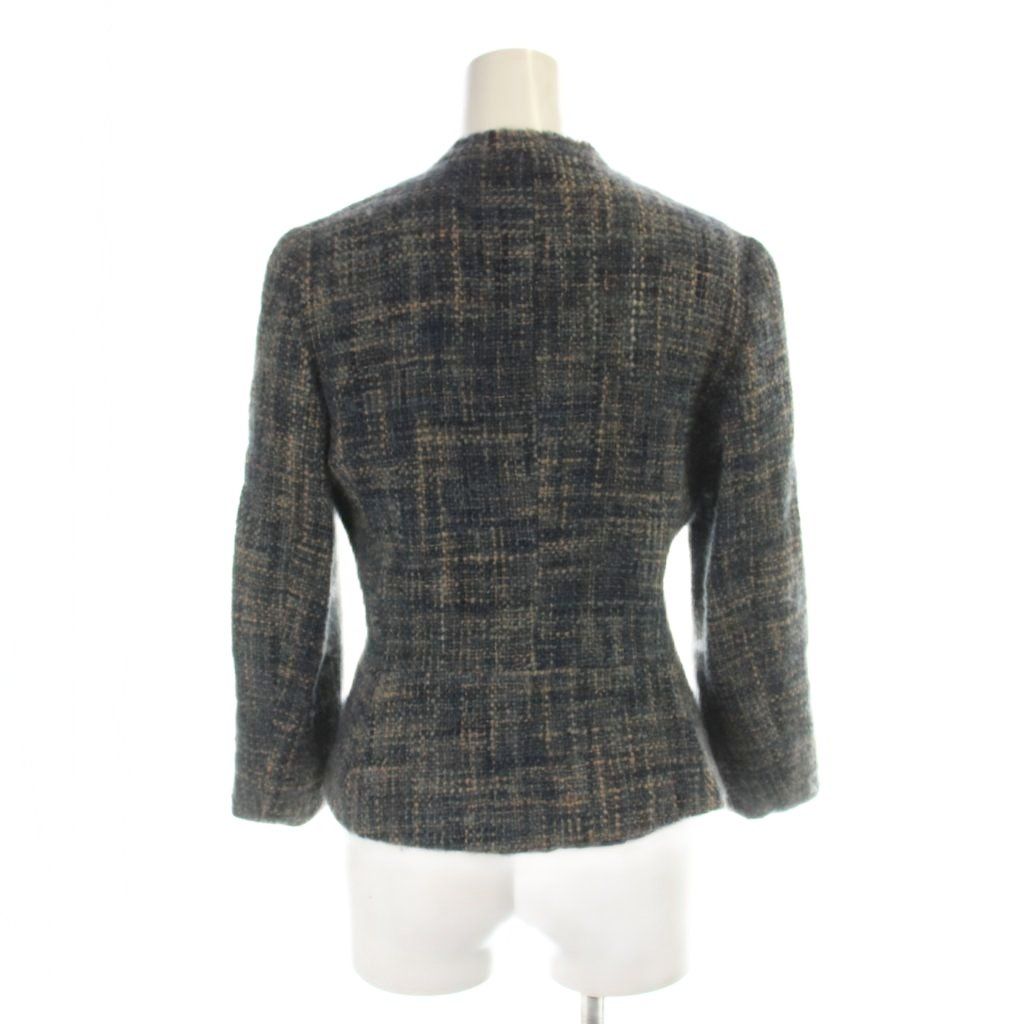 Prada Set Wool Jacket 38 Skirt 36 Blue Gray Tweed Long Sleeve AP — view 3
