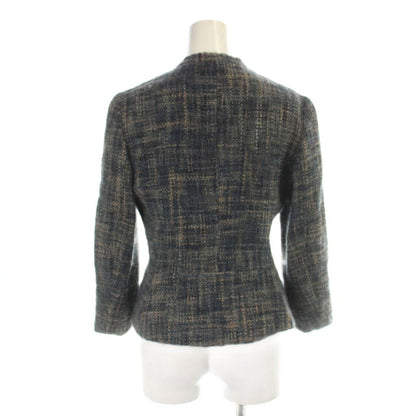 Prada Set Wool Jacket 38 Skirt 36 Blue Gray Tweed Long Sleeve AP — view 3