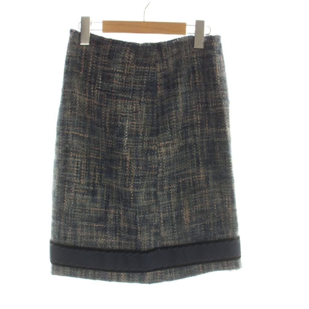 Prada Set Wool Jacket 38 Skirt 36 Blue Gray Tweed Long Sleeve AP — view 6