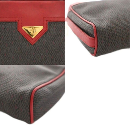 Saint Laurent Vintage Clutch Leather All Over Pattern Red Gray YT — view 7