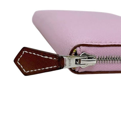 Hermes Wallet Azap Silk in Zip Around Veau Joan Citron Mauve Silvestre Pink — view 9