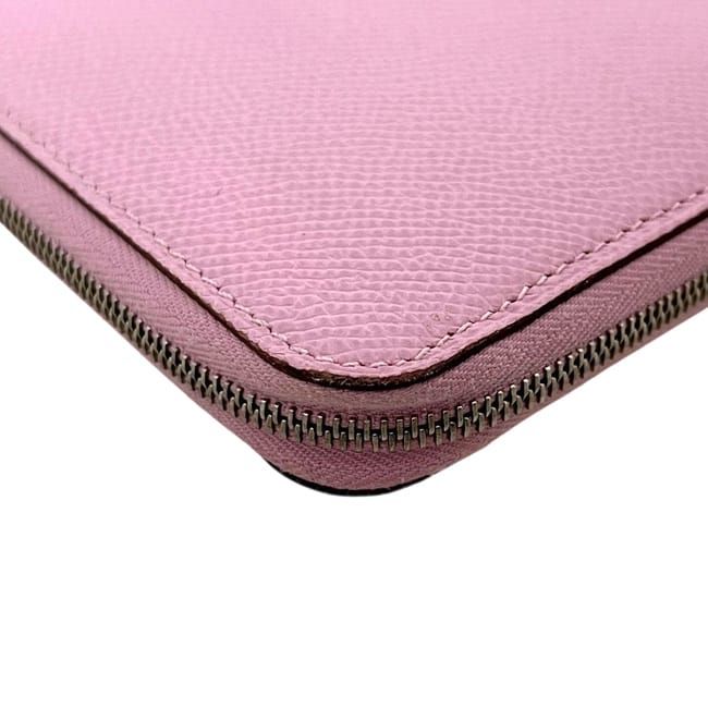 Hermes Wallet Azap Silk in Zip Around Veau Joan Citron Mauve Silvestre Pink — view 8