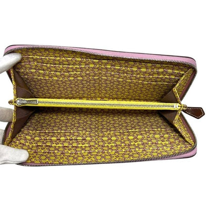 Hermes Wallet Azap Silk in Zip Around Veau Joan Citron Mauve Silvestre Pink — view 4