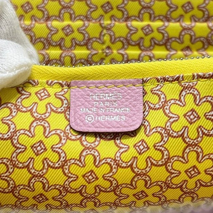Hermes Wallet Azap Silk in Zip Around Veau Joan Citron Mauve Silvestre Pink — view 5
