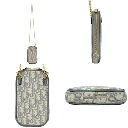 Dior Von Shoulder Chain Bag Oblique 30 Montaigne Utzq Canvas Gray CD — view 2