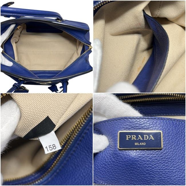 Prada 2-Way Tote Leather Blue — view 3
