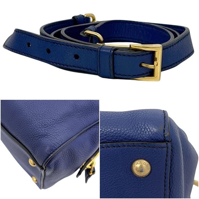Prada 2-Way Tote Leather Blue — view 8