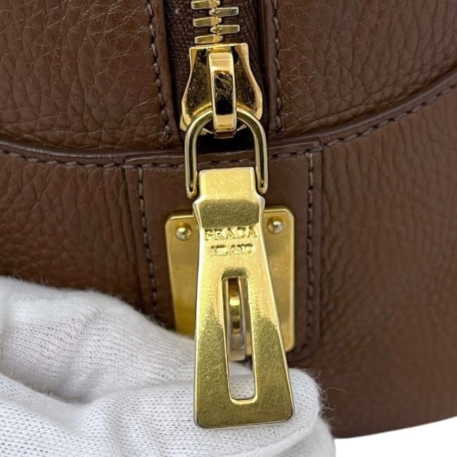 Prada Mini Boston Bag Leather Vitello Daino Brown — view 7