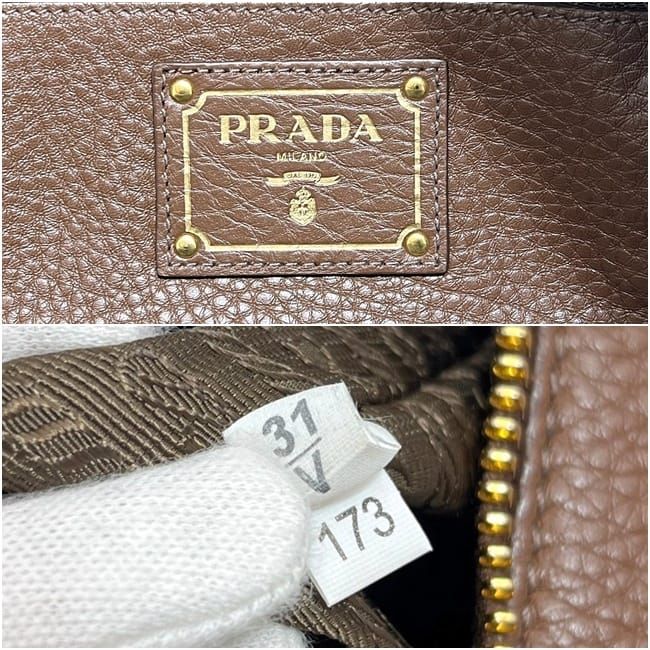 Prada Mini Boston Bag Leather Vitello Daino Brown — view 3
