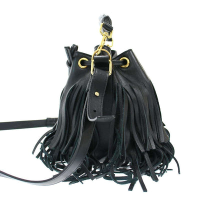 Saint Laurent Paris Emmanuelle Small Fringe Bucket Bag Black — view 4