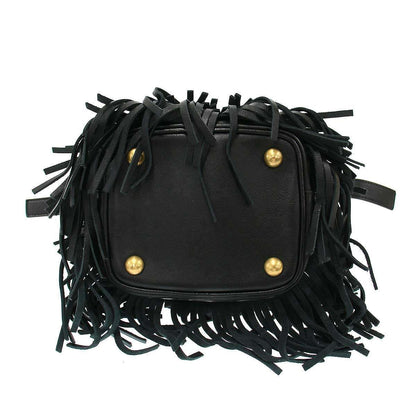 Saint Laurent Paris Emmanuelle Small Fringe Bucket Bag Black — view 5