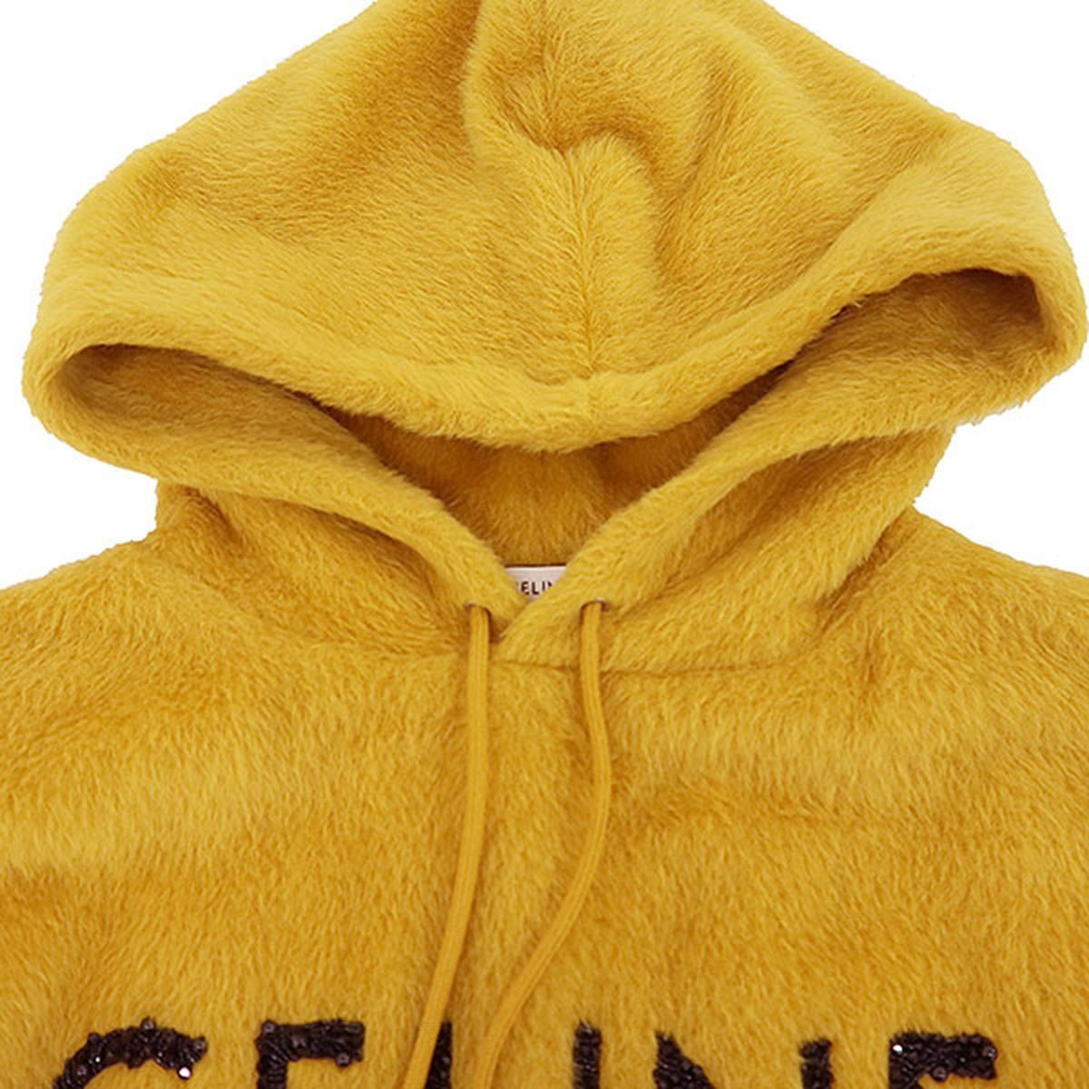Celine Fuzzy Wool Loose Fit Hoodie Yellow — view 4