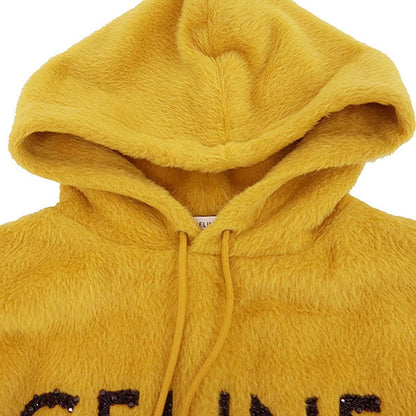 Celine Fuzzy Wool Loose Fit Hoodie Yellow — view 4