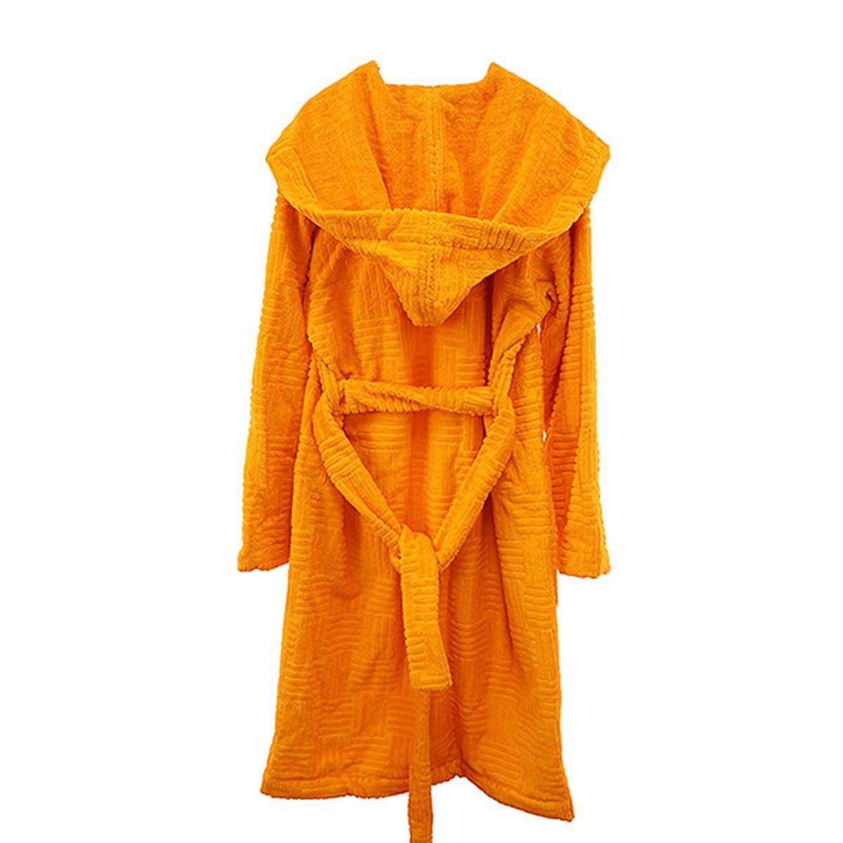 Bottega Veneta Cotton Terry Pile Bathrobe Coat Orange — view 2