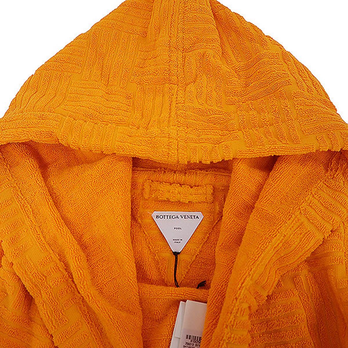 Bottega Veneta Cotton Terry Pile Bathrobe Coat Orange — view 4