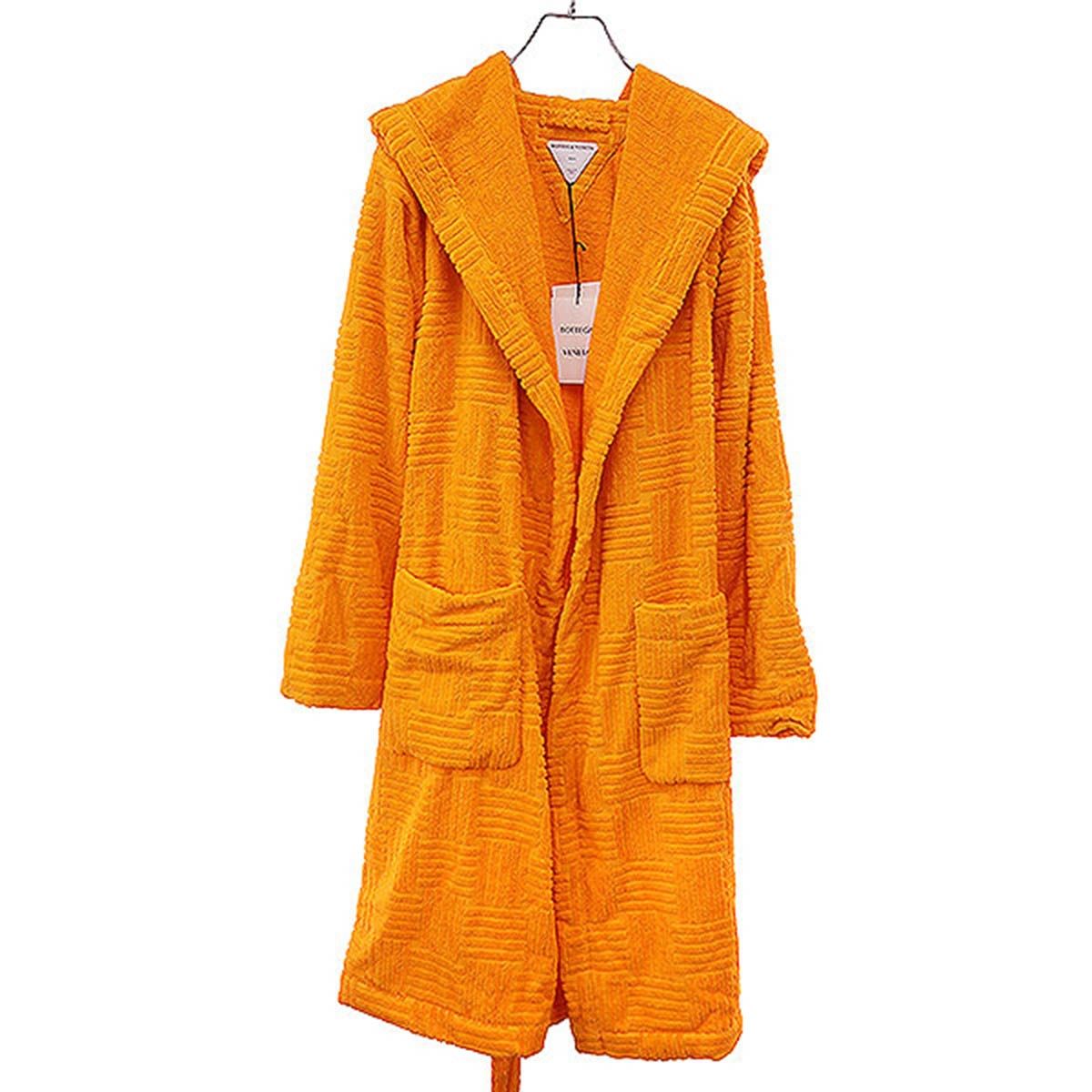 Bottega Veneta Cotton Terry Pile Bathrobe Coat Orange