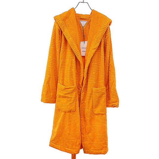 Bottega Veneta Cotton Terry Pile Bathrobe Coat Orange