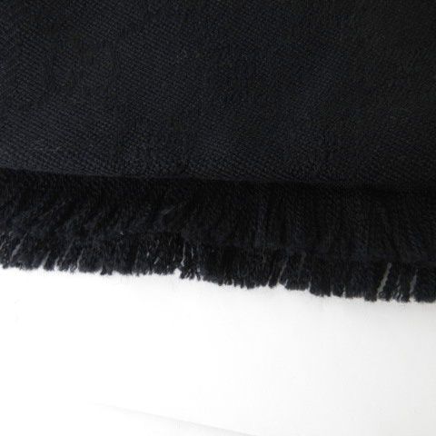 Gucci Shawl GG Wool 100 Fringe Black Scarf — view 4