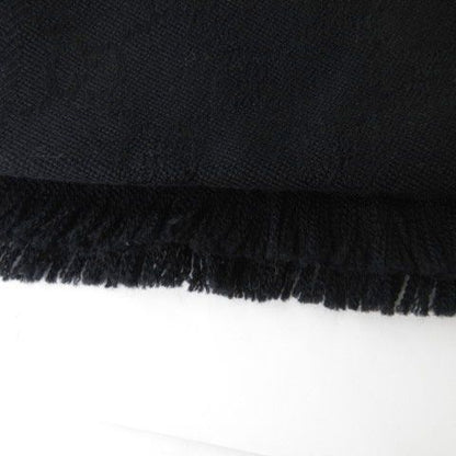 Gucci Shawl GG Wool 100 Fringe Black Scarf — view 4