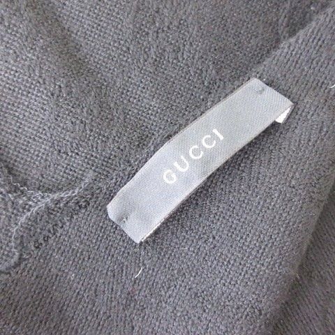 Gucci Shawl GG Wool 100 Fringe Black Scarf — view 2