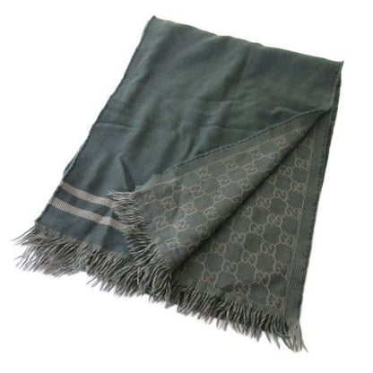 Gucci Shawl GG Fringe Khaki Scarf