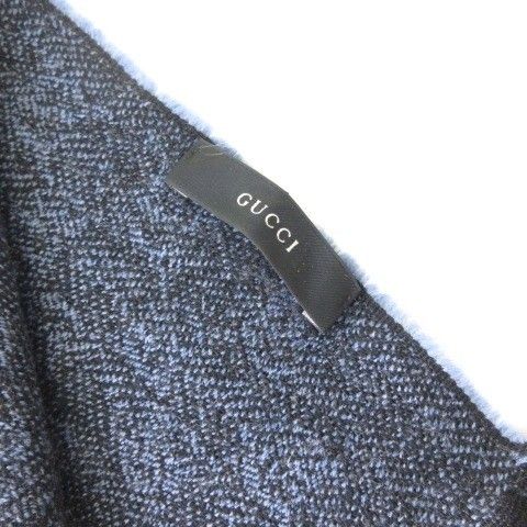 Gucci Scarf GG Fringe Wool Navy Blue — view 3