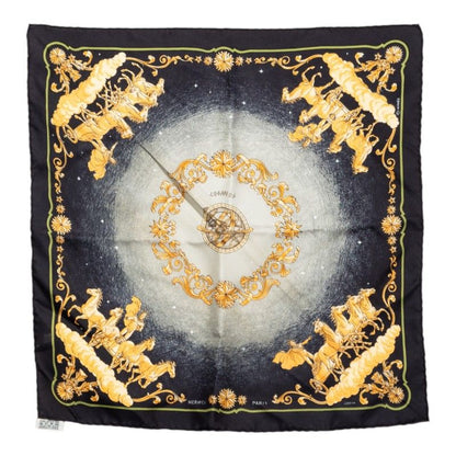 Hermes Carre 42 Cosmos Scarf Black Multicolor Silk
