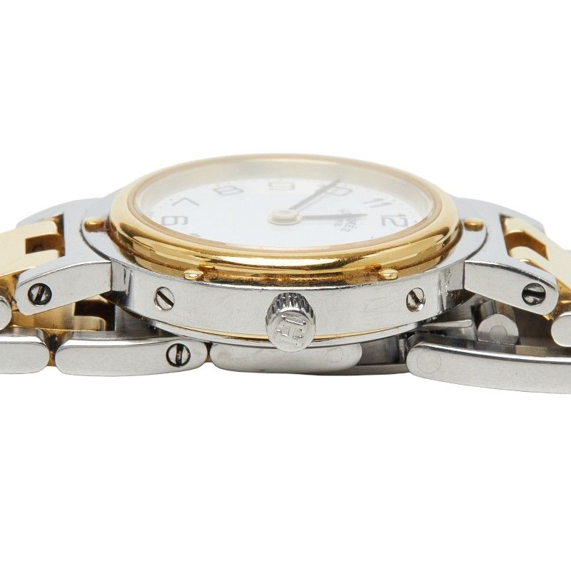 Hermes Clipper Watch White Silver Gold Stainless Steel — view 3