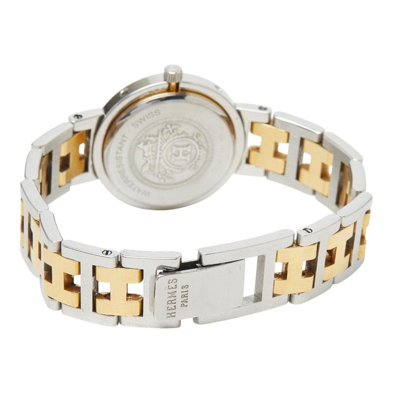 Hermes Clipper Watch White Silver Gold Stainless Steel — view 5