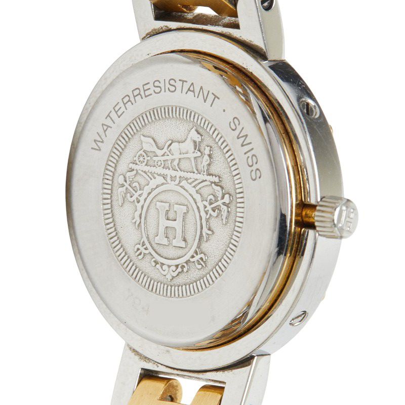 Hermes Clipper Watch White Silver Gold Stainless Steel — view 6