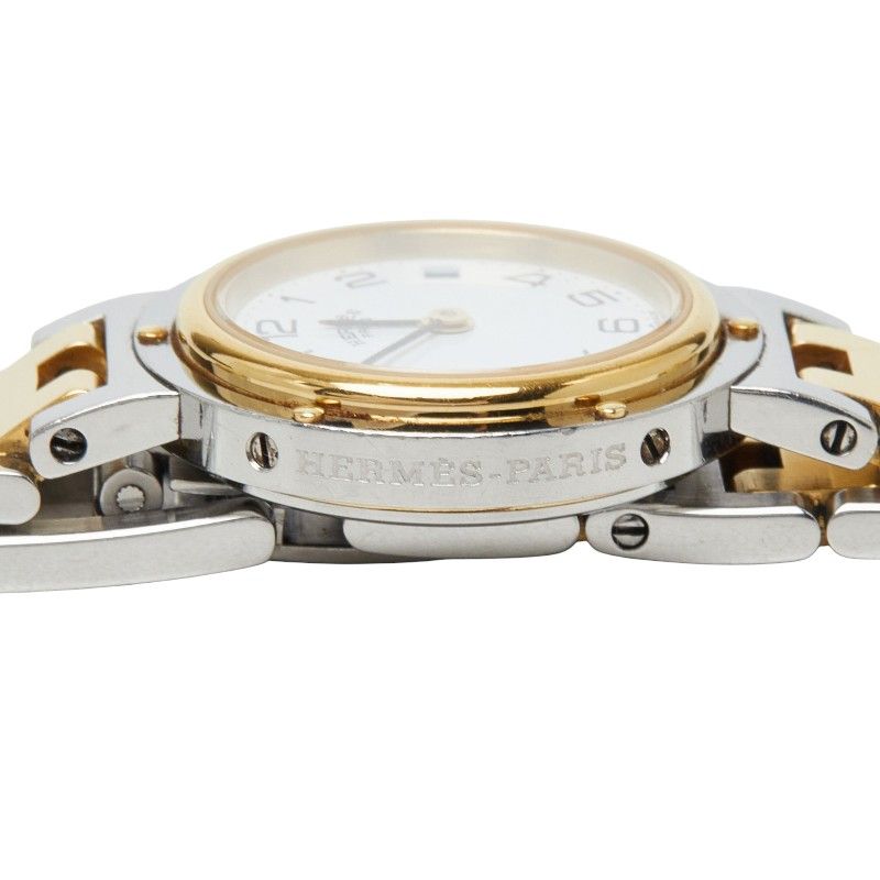 Hermes Clipper Watch White Silver Gold Stainless Steel — view 4