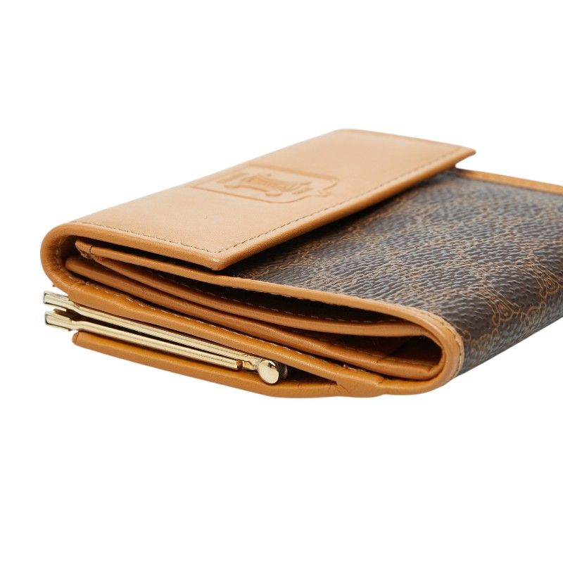 Celine Macadam Kiss Lock Bifold Wallet Brown Gold Leather — view 5