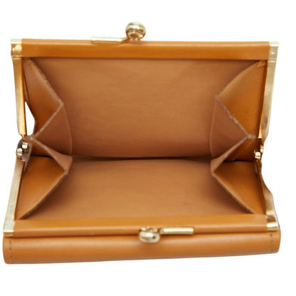 Celine Macadam Kiss Lock Bifold Wallet Brown Gold Leather — view 6