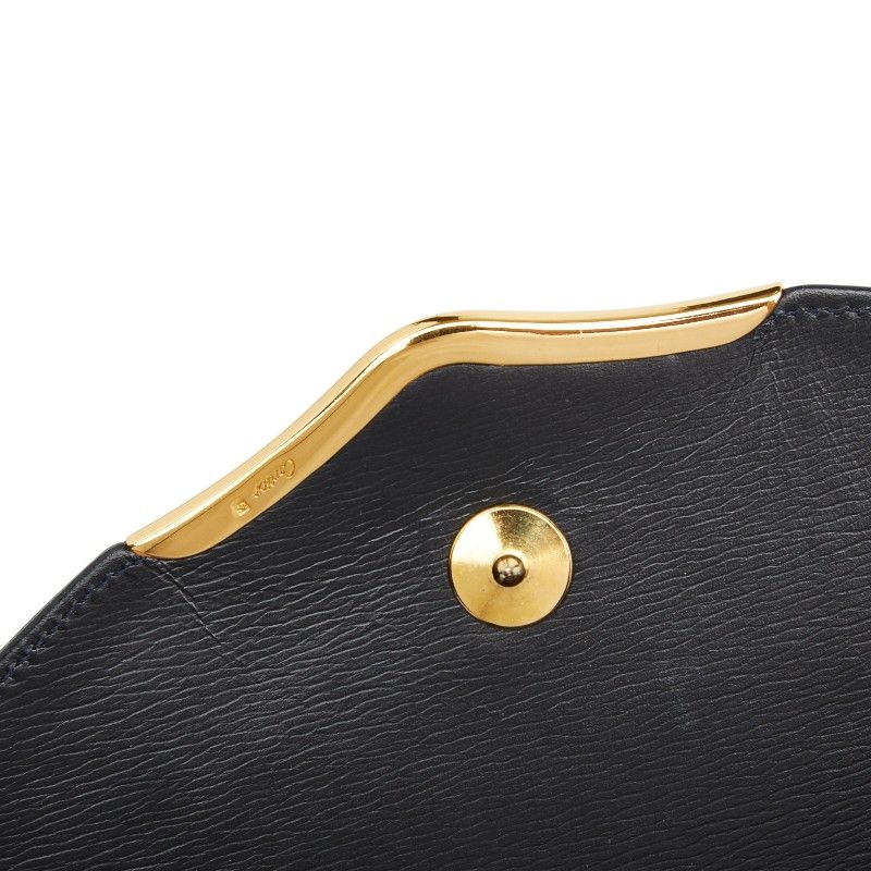 Cartier Vintage Sapphire Line Chain Shoulder Bag Black Leather — view 6