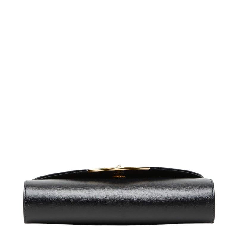 Cartier Vintage Sapphire Line Chain Shoulder Bag Black Leather — view 3