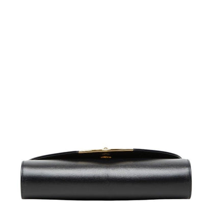 Cartier Vintage Sapphire Line Chain Shoulder Bag Black Leather — view 3