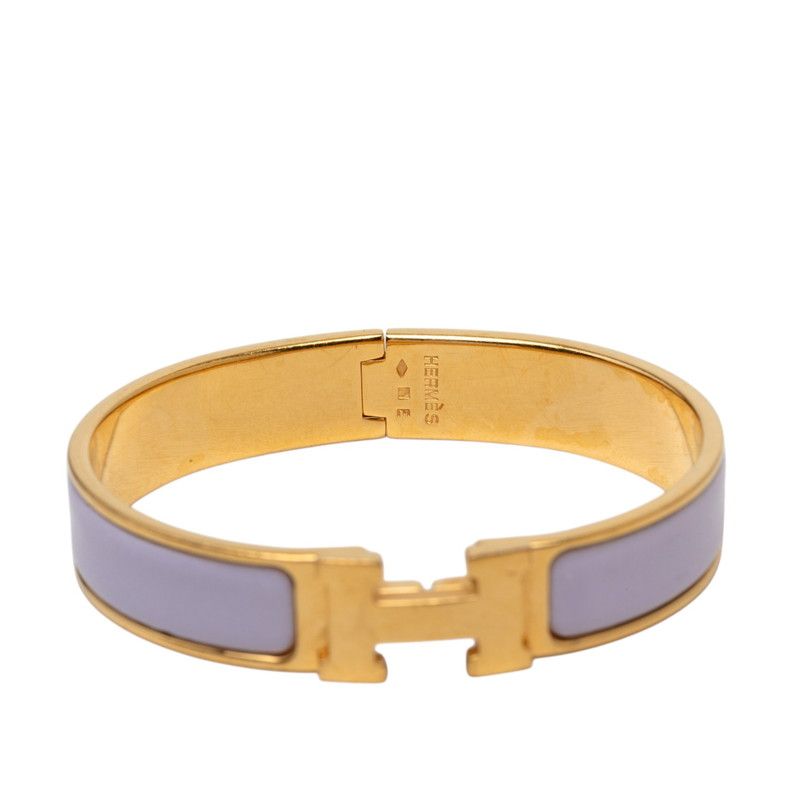Hermes Clic H PM Bracelet Bangle Gold Purple Plated Enamel — view 4