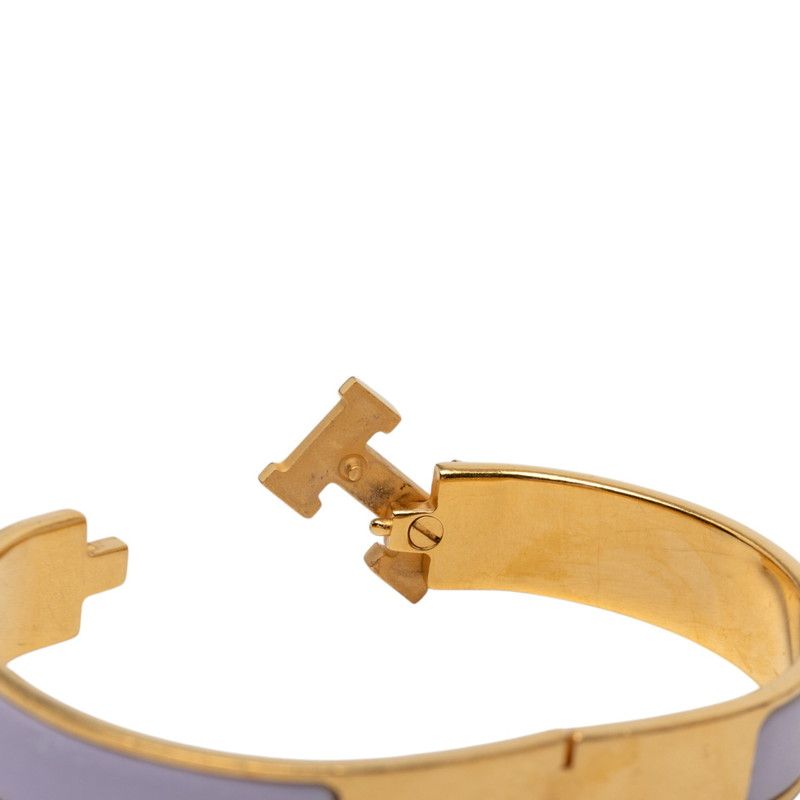 Hermes Clic H PM Bracelet Bangle Gold Purple Plated Enamel — view 5