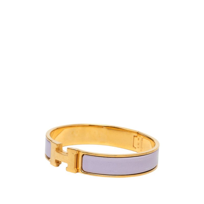 Hermes Clic H PM Bracelet Bangle Gold Purple Plated Enamel — view 2